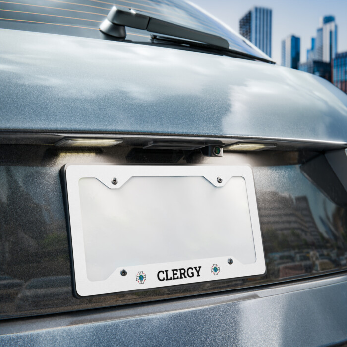 Clergy Metal License Plate Frame