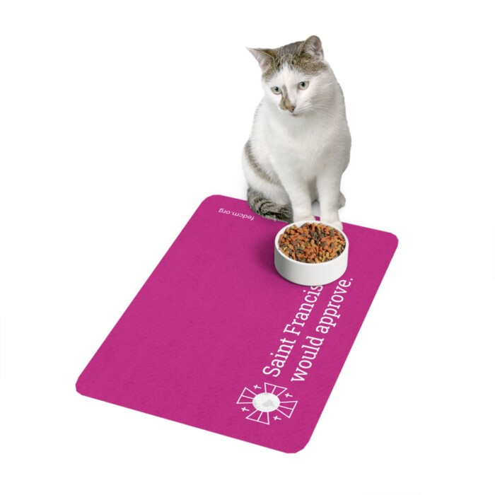 Pet Food Mat - Saint Francis Would Approve - Bubbles Edition
